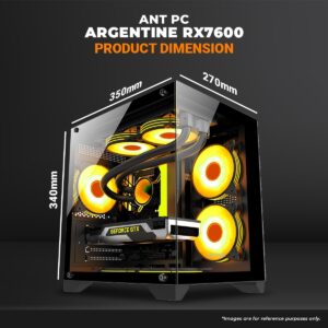 Ant PC Gaming Pc Argentine AL14400 Core i5 14400 |B760 Chipset WiFi + Bluetooth|16GB DDR5 5200Mhz | RTX 3050 8GB |1TB M.2 Nvme SSD|120MM Fan CPU Cooler|Mid Tower RGB Cabinet |Windows 11 Home Trial