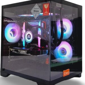 CHIST Gaming Desktop PC, AMD Ryzen 5 5500, 32GB DDR4, 1TB Nvme SSD, RTX 3050 6GB, Liquid Cooling With RGB Fans Wi-FI Bluetooth,Windows 11 Pro