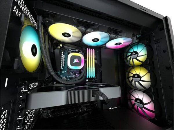 Corsair H150 RGB Liquid CPU Cooler,3x120mm SP RGB ELITE PWM fans, 37 Total individually addressable RGB LEDs, compatible to all modern CPU sockets - GA 1200,115X, 2066, and AM4, iCUE software sync RGB - Image 2