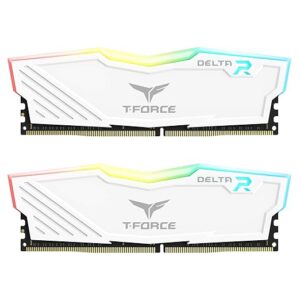 TeamGroup T-Force Delta RGB 2x16GB 3200MHz (3200MT/s) CL16 White, 32GB DDR4 RAM Kit, Desktop Gaming Memory